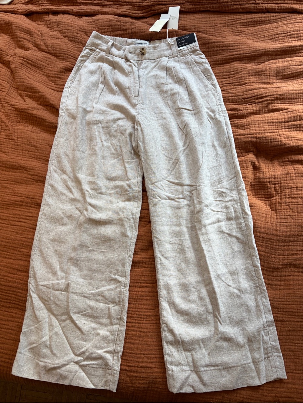 A&F Sloane Linen Blend Wide Leg Pant